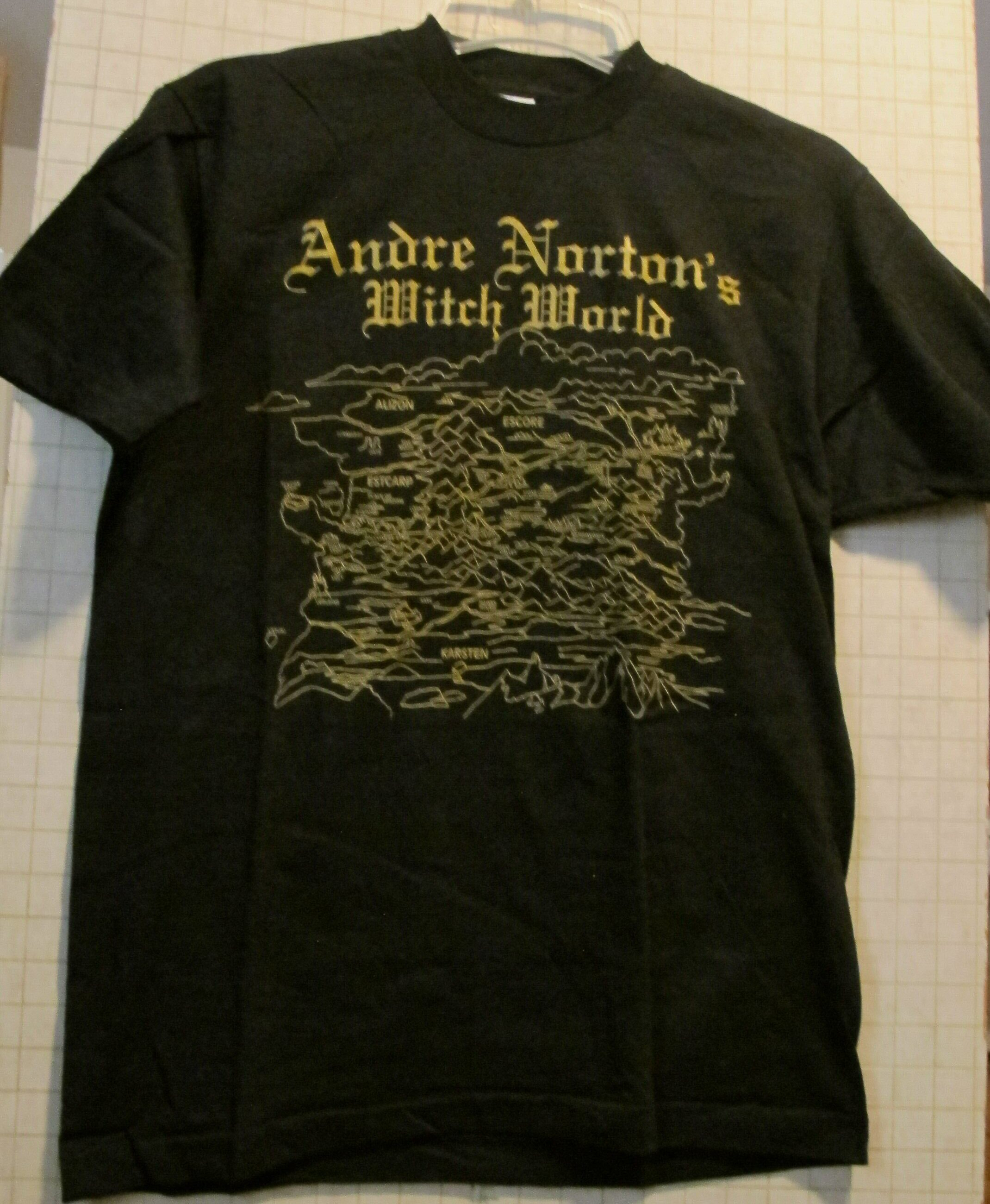witch world tee shirt front hanging